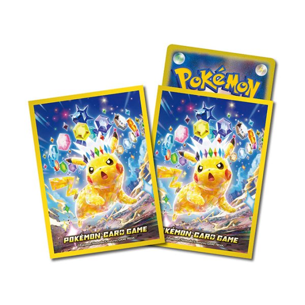 画像1:  【再販予約商品】  ポケモンカードゲーム デッキシールド   プレミアム・グロス  テラスタイプ：ステラ ピカチュウ（64枚入り）（ポイント対象外商品） 【24年11月再販】 (1)