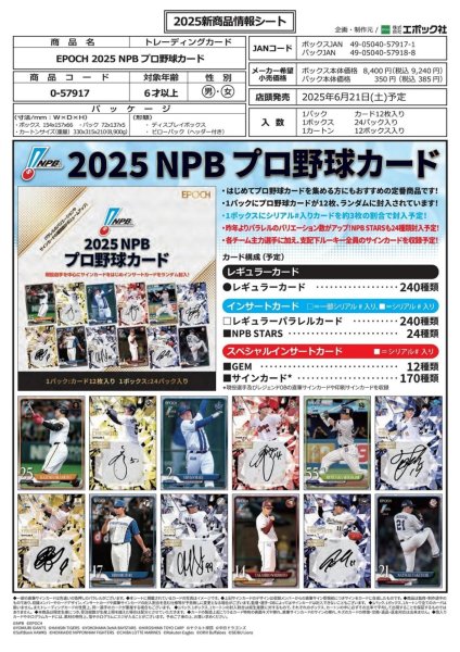 画像1:  【予約商品】  EPOCH 2025 NPB プロ野球カード BOX（24パック入り） 【25年6月21日発売】 (1)